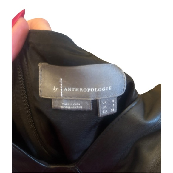 Anthropologie Black Leather and Tulle Dress Size For (4) - Picture 12 of 12